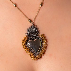 Rustic Silver Golden Burning Heart