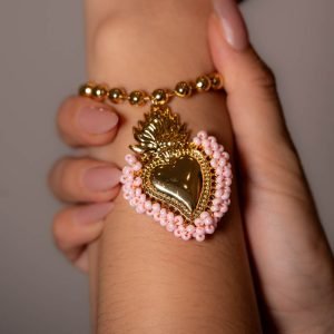 Pink Golden Heart Bracelet