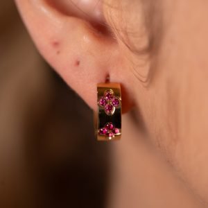 Round Glamour Flower Earrings