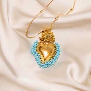Light Blue Golden Burning Heart
