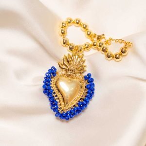 Blue Golden Heart Bracelet
