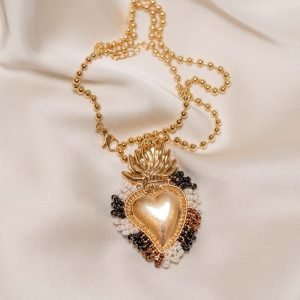 Blank and White Golden Burning Heart